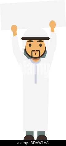 Ein Mann in einem weißen Gewand, der ein Schild hält Stock Vektor