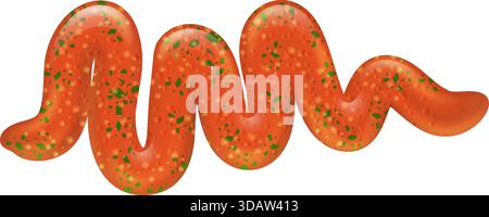 Eine lange, rote, grüne und weiße Nahrungsspirale Stock Vektor