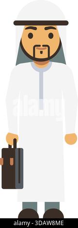 Ein Mann in einem weißen Gewand, der eine Aktentasche hält Stock Vektor
