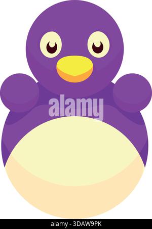 Ein lila Pinguin mit gelbem Schnabel sitzt auf weißem Hintergrund Stock Vektor