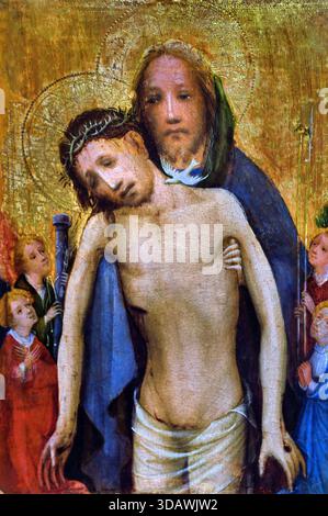 Fragment Diptychon: Gottes Distress 1415 Meister von ST Laurenz Köln - Meister von saint Laurenz Köln 1415-1430 Deutschland ( der Meister von St. Laurenz ist der Name eines gotischen Malers, der zwischen 1415 und 1430 in Köln tätig war). Stockfoto