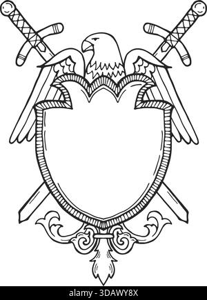 Ein Schild mit einem Adler und zwei Schwertern darauf Stock Vektor
