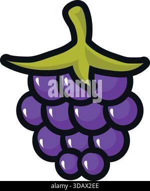 Eine violette Traube mit grünem Stiel Stock Vektor