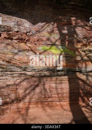 Majestätisches Altschlossfelsen: Riesensandsteinformation im Pfälzerwald und Elsässer Grenze, Deutschland Stockfoto