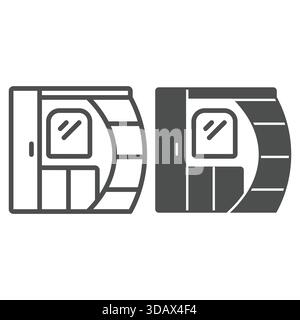 Garderobenmöbellinie und solides Symbol, Innenraumkonzept des Hauses. Vektorgrafiken. Nachtschrank mit Tisch, Spiegel und Regalschild auf weißem Hintergrund Stock Vektor