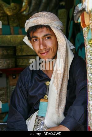 Porträt eines jemeniten, Amanat Al-Asemah, Sanaa, Jemen Stockfoto