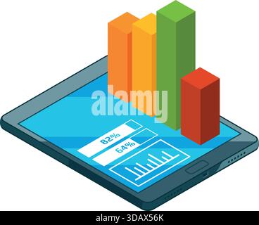 Ein Tablet mit einer Grafik, die einen Prozentsatz von etwas anzeigt Stock Vektor