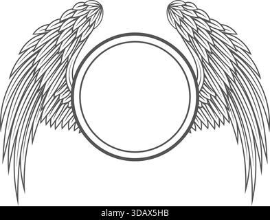 Die Flügel eines Vogels sind schwarz-weiß gezeichnet Stock Vektor