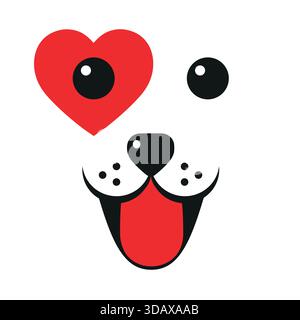 Illustration der Liebe zum Hund. Netter, fröhlicher Welpe auf weißem Hintergrund. Stock Vektor