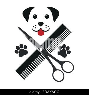 Illustration des Emblems eines Schertieres mit Hundekopf auf weißem Hintergrund Stock Vektor