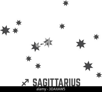 Die Sterne sind im gesamten Bild verstreut, einige sind näher beieinander Stock Vektor