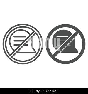 Blase-Sperrlinie und ausgefülltes Symbol, Konzept für verbotene Elemente. Vektorgrafiken. Sprechblase, Zeichen für verbotene Kommunikation auf weißem Hintergrund, Stock Vektor