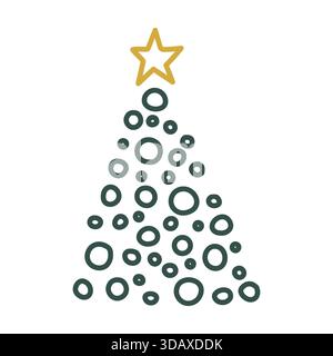 Weihnachtsbaumkritzelei. Handgezeichnete Skizze. Vektorillustration, flache Ausführung Stock Vektor