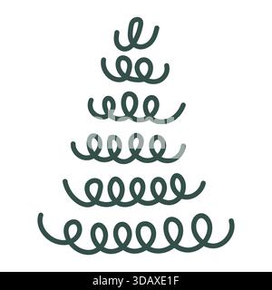 Weihnachtsbaumkritzelei. Handgezeichnete Skizze. Vektorillustration, flache Ausführung Stock Vektor