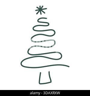 Handgezeichneter Weihnachtsbaum. Gliederkritzelei. Vektorillustration, flache Ausführung Stock Vektor