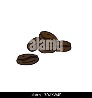 Hand gezeichnete Kaffeebohnen Kritzelsymbol-Vektor-Illustration Stock Vektor