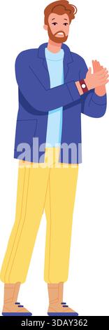 Applaus-Geste. Fröhlicher Mann genehmigt Gestensymbol isoliert auf weißem Hintergrund Stock Vektor