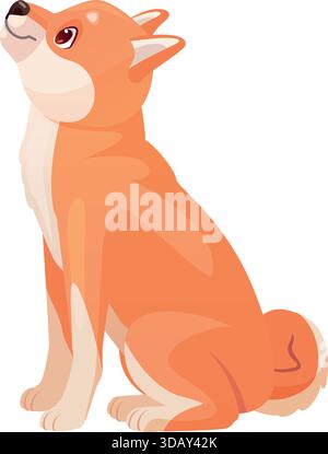 Hund in sitzender Haltung. Cartoon shiba inu Rasse isoliert auf weißem Hintergrund Stock Vektor