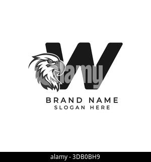 Letter W Logo-Konzept mit Adlergesicht. Buchstabe W Falcon Symbol Stock Vektor