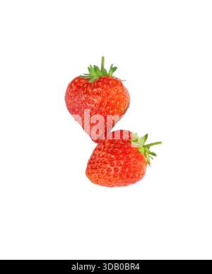 Erdbeeren isoliert auf weißem Hintergrund, Nahaufnahme. Stockfoto