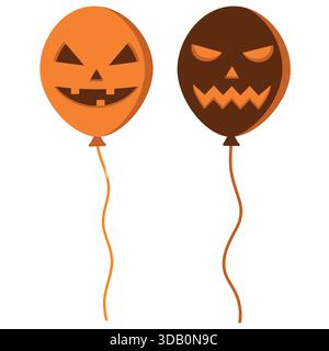 Illustration gruseliger Halloween-Geisterballons auf weißem Hintergrund Stock Vektor