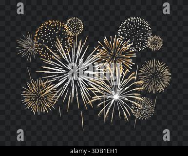 Feuerwerk zeigt Vektorillustration auf isoliertem Hintergrund an Stock Vektor