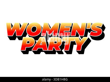 Textgrafik mit den Worten „Damenparty“ in kräftigen, lebhaften Farben mit Verlaufseffekt Stock Vektor