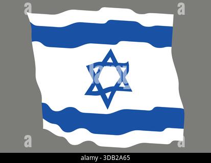 Schwenkende Flagge von Israel. Israelisches Nationalsymbol in offiziellen Farben. Vorlagensymbol. Abstrakter Vektorhintergrund. Flattereffekt Stock Vektor
