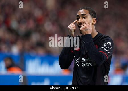 LEVERKUSEN, DEUTSCHLAND - 13. DEZEMBER: Arthur (Bayer 04 Leverkusen, 13) während des Bundesliga-Spiels zwischen Bayer Leverkusen gegen 1. FC Köln am 14. Spieltag in der BayArena am 13. Dezember 2025 in Leverkusen. #DFL-Vorschriften verbieten die Verwendung von Fotos als Bildsequenzen und/oder Quasi-Video***keine Verwendung von Bildern außerhalb Finnlands*** Stockfoto