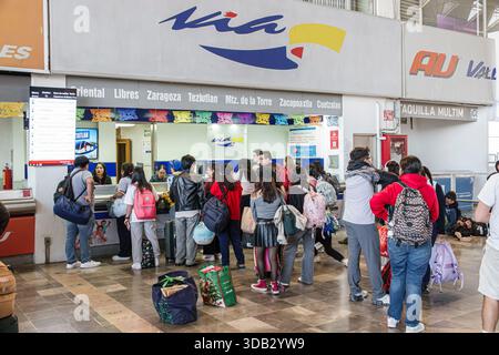 Puebla Mexico, CAPU Central de Autobus de Puebla Bushaltestelle, Innenraum Ticketschalter über Buslinie, Taquilla Multim Schalter, Warteschlange warten, Männer Stockfoto