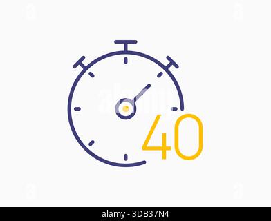 Zeitschaltuhr 40 Minuten Zeilensymbol Uhr. Countdown Stoppuhr Vektor digitale Sportzeit. Chronometer 40-Sekunden-Timer. Stock Vektor