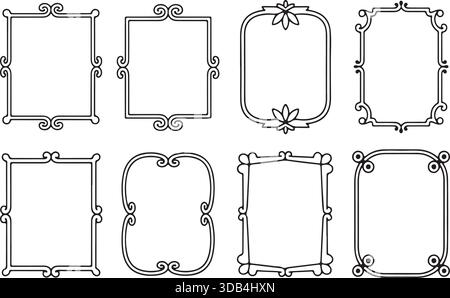 Sammlung von handgezeichneten dekorativen Rahmen Stock Vektor