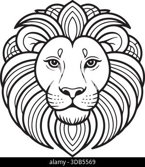 Illustrationsvektor eines Löwenkopf-Mandala-Typs Stock Vektor