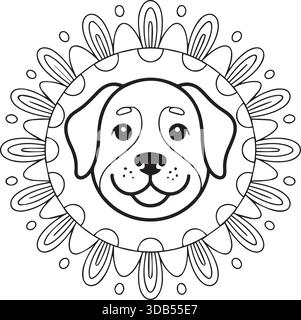 Illustrationsvektor einer Dogline Art Malseite Stock Vektor