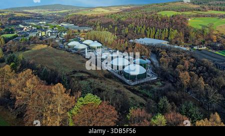 Grissan Riverside-Werk Dufftown Scotland Renewable Natural Gas (RNG) aus Brennereiabfällen entlang des Flusses Fiddich Stockfoto