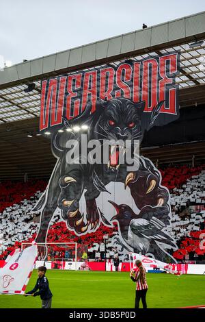 Sunderland, Großbritannien. Dezember 2025. Sunderland Wearside Tifo während des Spiels Sunderland gegen Newcastle United Premier League im Stadium of Light, Sunderland, England am 14. Dezember 2025 Credit: Phil Duncan/Every Second Media Credit: Every Second Media/Alamy Live News Stockfoto