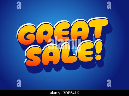 Ein lebendiges Grafikdesign mit dem Text „Great Sale!“ In kräftigen, farbenfrohen Buchstaben auf blauem Hintergrund. Stock Vektor