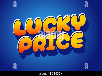 Farbenfrohes Textdesign mit den Worten Lucky Price in auffälliger, verspielter Schrift auf blauem Hintergrund Stock Vektor