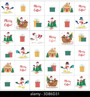 Weihnachtsmuster mit Schneemännern und Geschenken Stock Vektor