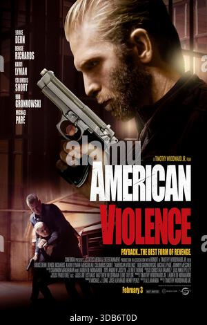 American Violence (2017) von Timothy Woodward Jr. mit Kaiwi Lyman, Bruce Dern und Denise Richards. Ein Psychologe interviewt einen Häftling, der zum Tode verurteilt wurde, um die Wurzeln seiner gewalttätigen Vergangenheit zu erforschen und zu entscheiden, ob er eine Hinrichtung erhalten sollte. US-Poster NUR FÜR REDAKTIONELLE ZWECKE. Quelle: BFA / Cinedigm Stockfoto