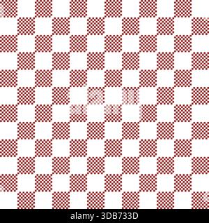 Karomuster mit Pixelmuster im Karomuster. Geometrischer Karomuster in roter weißer Farbe. Karierter Hintergrund für Heimdesign aus Textil Stock Vektor
