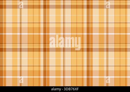 Hintergrund aus Stoff mit Karomuster, weiche, nahtlose Textur. Farblich kariertes Karomuster mit Schottenmuster in Orange und hellen Farben. Stock Vektor