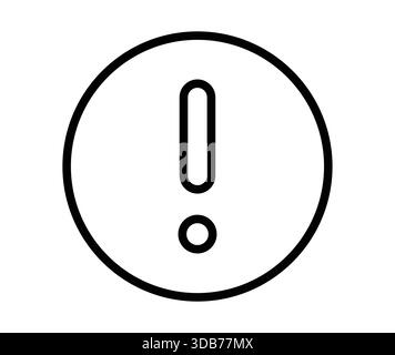 Dieses minimalistische Schwarz-weiß-Symbol verfügt über ein Ausrufezeichen innerhalb eines Kreises. Dieses Design ist ideal für Warnungs- und Warnthemen und betont die Einfachheit Stock Vektor