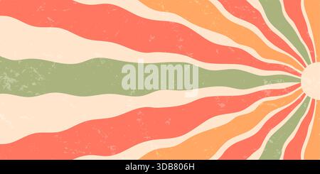 Retro Groovy Sun Burst Flacher Hintergrund Stock Vektor