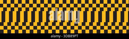 Taxi- oder Polizeiauto-Muster mit kariertem Schwarz-Gelb-Druck. Einfache geometrische Konstruktion. Illustration der Vektorabwicklung Stock Vektor