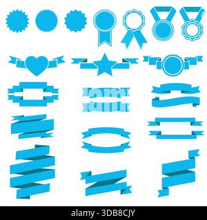 Vektorillustration blaue Banner und Embleme auf weißem Hintergrund Stock Vektor