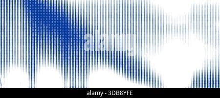 Blaue, beschädigte Struktur des gestörten Musters. Vertikal gestreifter Glitchhintergrund. Hintergrundbild mit Linierung für Scanbild-Effekt. Lineare Halbtonfotokopie verkratzter Hintergrund. Vektor verwittertes Kopierpapier Stock Vektor