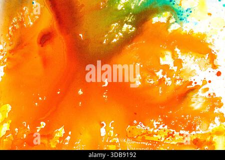 Gemälde aus Acryl und Aquarell auf Leinwand, handgemalt, abstrakter Hintergrund. Aquarellmalerei Moderne abstrakte kreative zeitgenössische Kunst. Abstract A Stockfoto