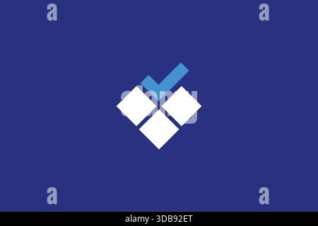 Minimales trendiges Karomuster-Logo auf blauem Hintergrund Stock Vektor