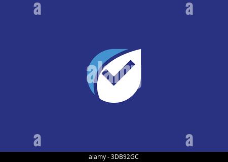 Minimales trendiges Karomuster-Logo auf blauem Hintergrund Stock Vektor